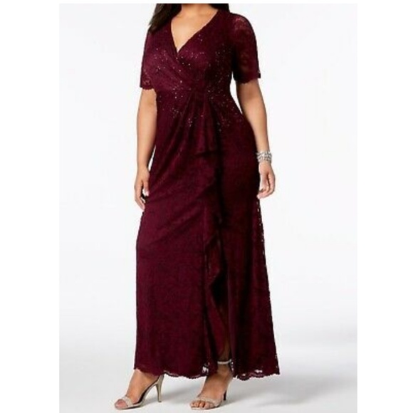 ADRIANNA PAPELL EMBELLISHED LACE GOWN - Picture 4 of 7